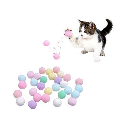 WishLotus 소프트 고양이 볼 30PCS, 3CM 고양이 치어리딩 Colorful 고양이 장난감 실내 고양이 to 캐치 Chase, 봉제 고양이스크래치,할퀴기,긁힘 DIY Kitten 치발기, 체험형 장난감 고양이 and 새끼고양이