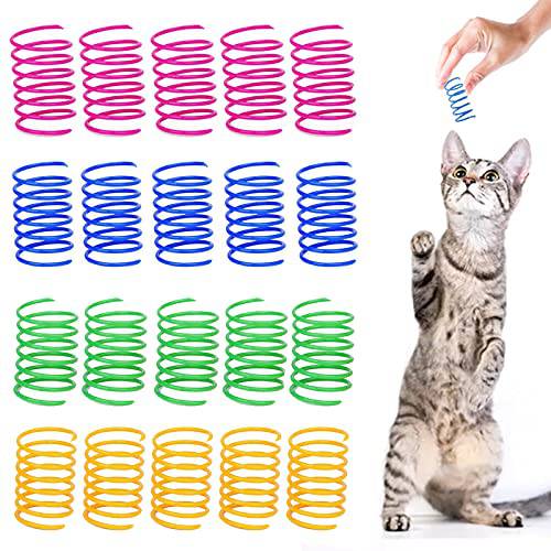 SOGAYU 40 팩 고양이 스프링 장난감, 듀러블 플라스틱 코일 실내 액티브 - Colorful 1 인치 나선 스프링 피트니스 플레이 고양이 Kitten 애완동물