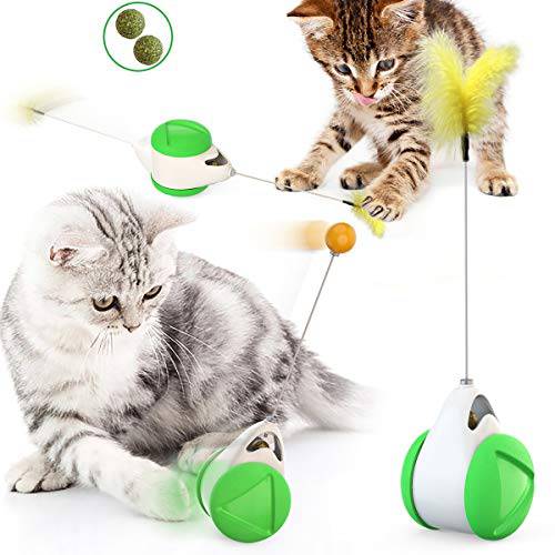 HESHPAWS 체험형 고양이 장난감 캣닙 볼 장난감, 고양이 장난감 체이서 실내 고양이, 고양이 밸런스 스윙 자동차 장난감, 360 도 셀프 회전 볼 자동차 장난감