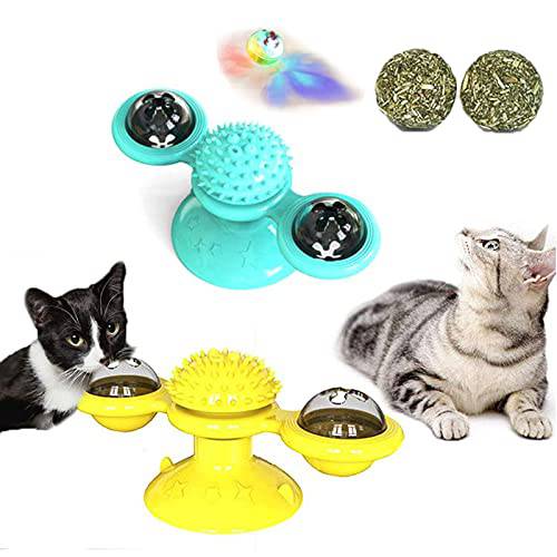 Windmill 캣닙 볼 고양이 장난감, 턴테이블 체험형 고양이 장난감 석션 컵