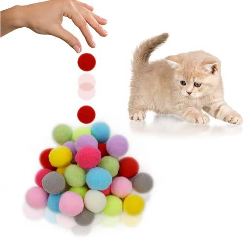 업데이트 2022 FUPUSUN 30pcs 1“/ 3cm 프리미엄 Colorful 고양이 장난감 볼 - 소프트 Kitten 폼 폼 장난감 - 경량 and 스몰 용이하게 Paw 실내 고양이 체험형 플레이 저소음 볼 고양이