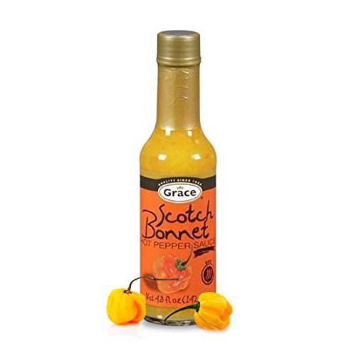 Grace Jamaican Scotch Bonnet Pepper Sauce - Great As A Condiment As Well As Flavoring For Dishes & Soup, and more - 4.8oz
