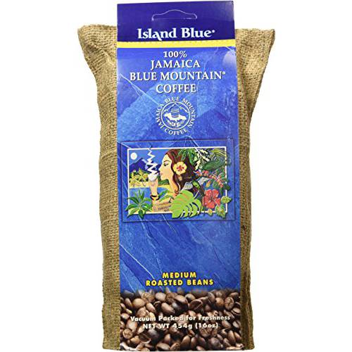 Island Blue 100% Jamaica Blue Mountain Whole Beans Coffee (16oz)
