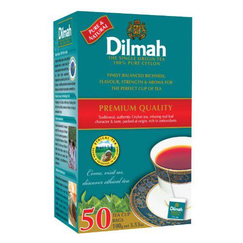 Dilmah Premium 100% Pure Ceylon Tea, 50-Count Tea Bags (Pack of 6)