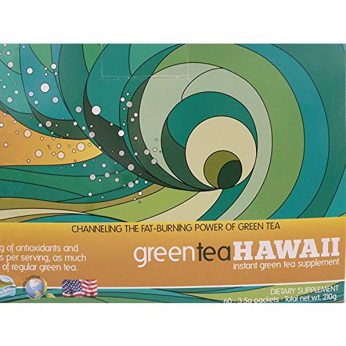 Green Tea Hawaii (Original) Powder with Noni, 60 Packets, 540 mg of Antioxidants/Polyphenols, Non-GMO, Vegan Friendly, Gluten Free All Natural Tasty Drink