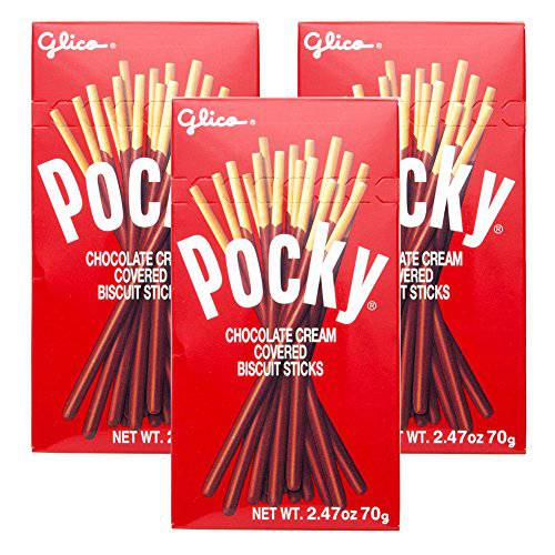 [ Pack of 3 ] Glico Pocky Biscuit Stick, Chocolate, 2.47 Ounce