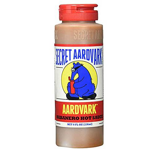 Secret Aardvark Hot Sauce - Habanero Hot Sauce, Habanero Peppers & Roasted Tomatoes, Medium Spiced Hot Sauce, Non-GMO, Low Sugar, Low Carb Hot Sauce & Marinade - Hot Habanero Sauce, 8 oz (6 pack)