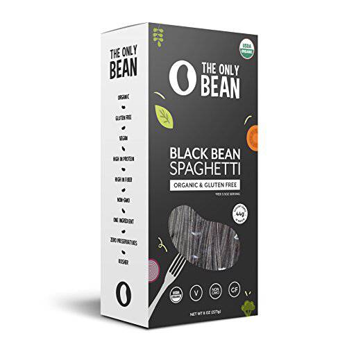 The Only Bean - Organic Black Bean Spaghetti Pasta - High Protein, Keto Friendly, Gluten-Free, Vegan, Non-GMO, Kosher, Low Carb, Plant-Based Bean Noodles - 8 oz (1 Pack)