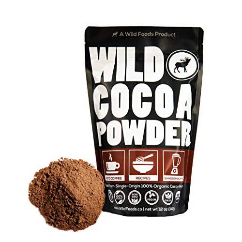 Wild Foods Organic Cocoa Powder - Single-Origin Unsweetened Keto Chocolate Powder for Cooking & Baking - Made from Premium Cacao Beans - Sugar Free Non Dutch Raw Superfood Powder - 12 oz
