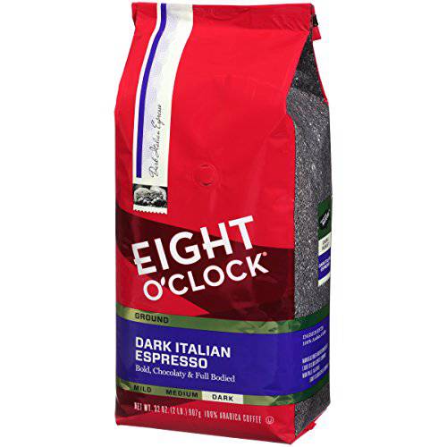 Eight O’Clock Ground Coffee, Dark Italian Espresso, 32 Ounce (Pack of 1)