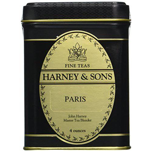Harney & Sons Decaf Paris, 4oz Tin of Loose Leaf Black Tea w/ Fruit and Caramel Flavors