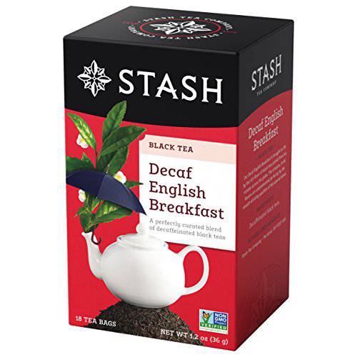 Stash Tea Decaf English Breakfast Black Tea - Decaf, Non-GMO Project Verified Premium Tea with No Artificial Ingredients, 18 Count (Pack of 6) - 108 Bags Total