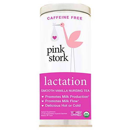 Pink Stork Lactation: Smooth Vanilla Nursing Support Tea -Organic Loose Leaf Tea in Biodegradable Sachets -Natural Breastfeeding Support -Enhance Breast Milk Nutrition, Supply, 30 Cups