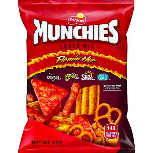 NEW Munchies Flaming’ Hot Snack Mix Doritos, Cheetos, Sun Chips, Rold Gold Net Wt 8 Oz. (1)