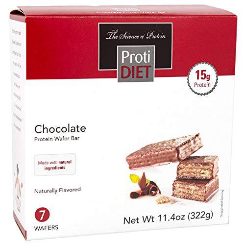 ProtiDiet Protein Wafer Bar - Chocolate (7/Box) - High Protein 10g - Low Sugar