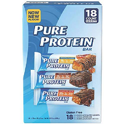 Pure Protein Bar, Chocolate Peanut Butter/ Salted Caramel/Chocolate Deluxe, 18 Count