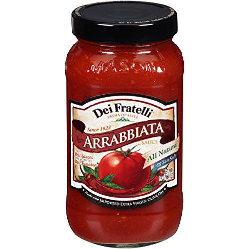 Dei Fratelli Arrabbiata Spicy Pasta Sauce –Vine-Ripened Tomatoes - No Water Added, Not from Tomato Paste – Non-GMO, Gluten-Free (24 oz. Jars, 4 pack)