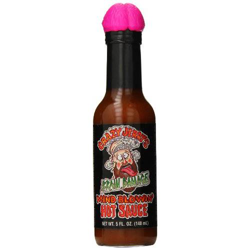 Crazy Jerry’s Brain Damage Hot Sauce with Plastic Brain Topper, 5 Ounce