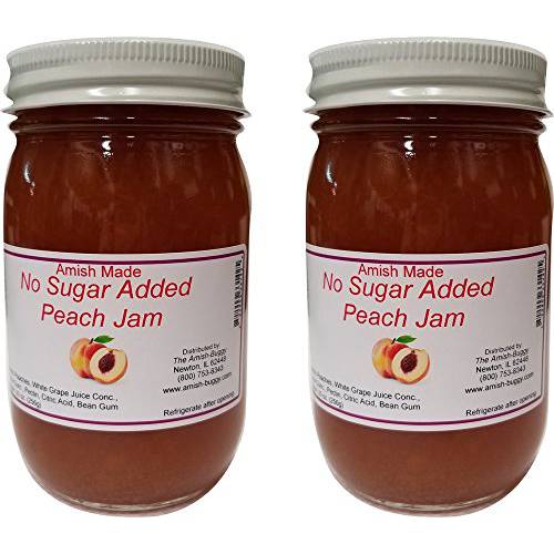 Amish Peach Jam - No Sugar Added - Two 16 Oz Jars Made by Arndts Fudgery