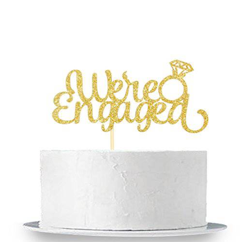 INNORU Gold Glitter We’re Engaged Cake Topper - Wedding Party Decorations Supplies