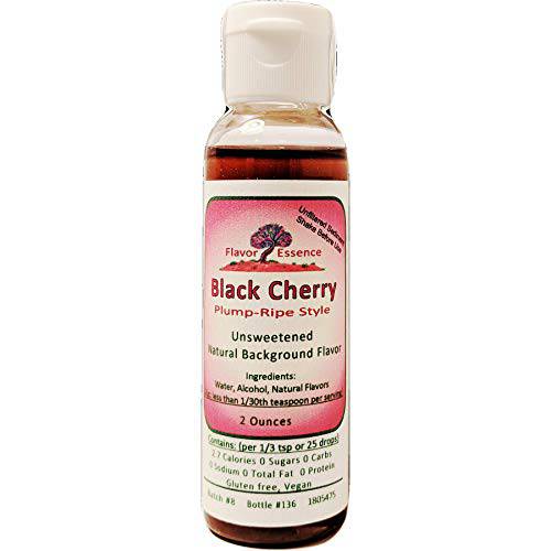 BLACK CHERRY Flavoring by Flavor Essence (Unsweetened, Natural Background Flavoring) 2 Oz. |For Beverages/Food: coffee/tea, shakes, smoothies, bar drinks baking, doughs, batters, frostings, yogurt