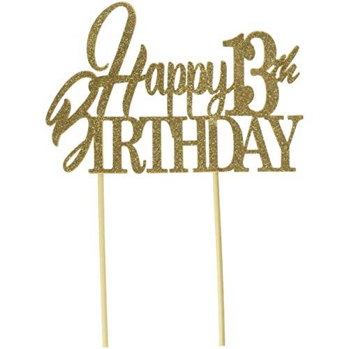 All About Details Happy 13th Birthday Cake Topper (Gold), 6 x 9