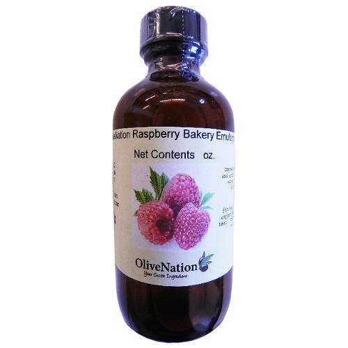 OliveNation Raspberry Emulsion - Size of 16 ounces - Kosher labeled, Gluten free - Professional Strength Raspberry Emulsion - Great for cakes, cookies, frostings, fillings, and desserts.