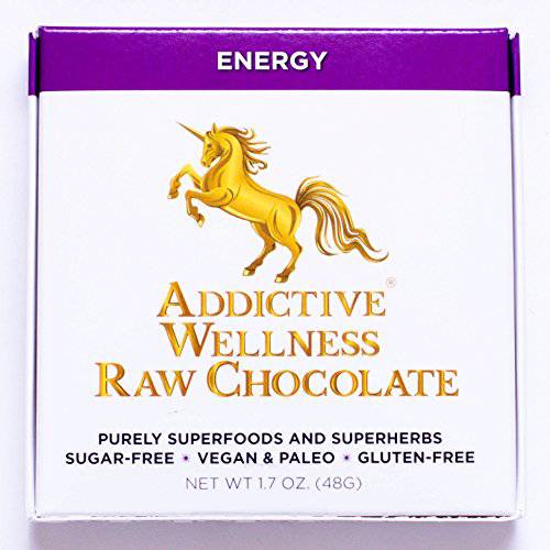 Addictive Wellness Sugar-Free Raw ENERGY Chocolate 3 PACK Vegan Paleo & Keto- Purely Superfoods and Adaptogens