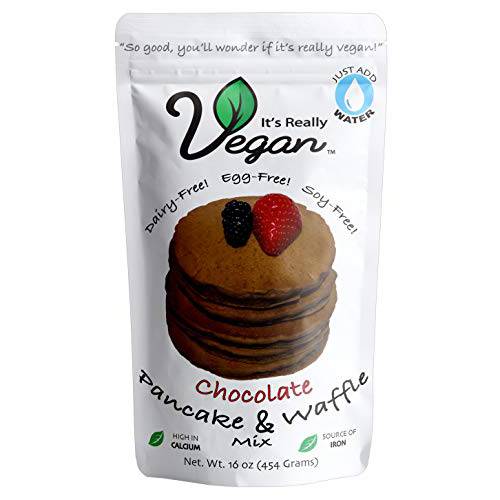 It’s Really Vegan Pancake & Waffle Mix | Dairy Free, Egg Free, and Soy Free Mix Pancake Waffle | Serving Size 1/3 Cup Mix (40g) (Chocolate)