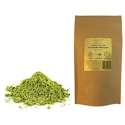 Beantown Tea & Spices - Matcha Green Tea Powder Culinary Grade. Great For Making Lattes, Shakes, Smoothies, Baking and Cooking. 100% Green Tea. No Additives. (8 Ounces)