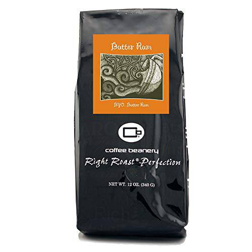 Butter Rum Flavored Coffee, Specialty Arabica Coffee, Medium Roast, 12 ounce, Automatic Drip (Ground)