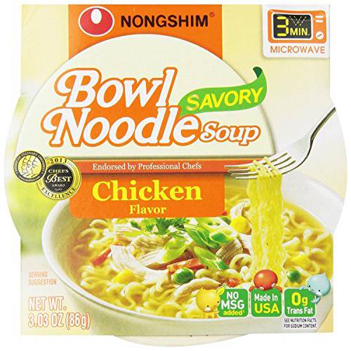 Nongshim Bowl Noodle Soup, Chicken, 3.03 Ounce (Pack of 6)