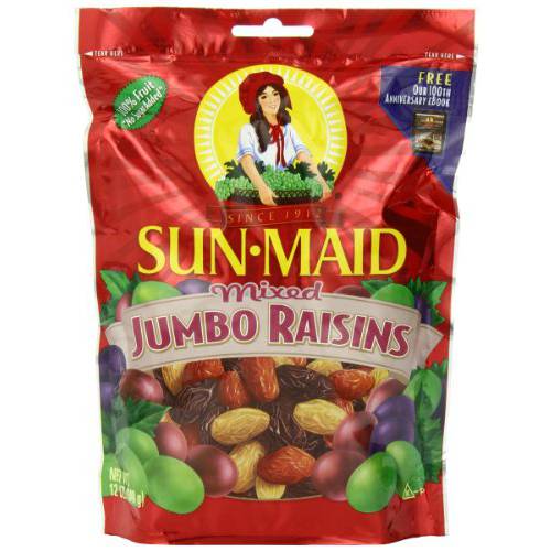 Sun Maid Mixed Jumbo Raisins, 12-Ounce Pouches (Pack of 5)