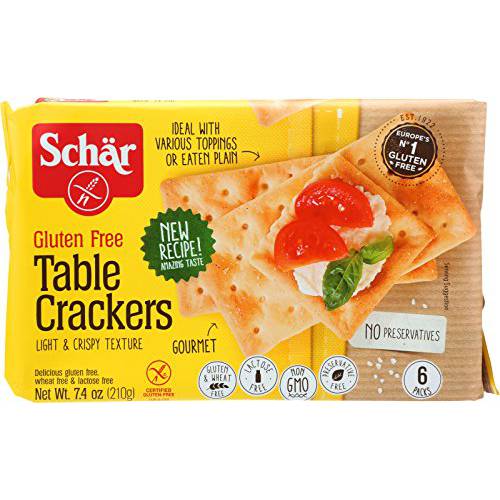 Schar - Table Crackers - Certified Gluten Free - No GMO’s, Lactose, or Wheat - (7.4 oz) 6 Pack
