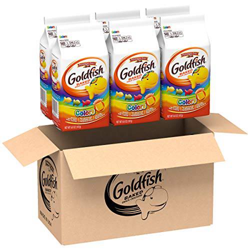Goldfish Colors Cheddar Crackers, Snack Crackers, 6.6 oz bag (Pack of 6)
