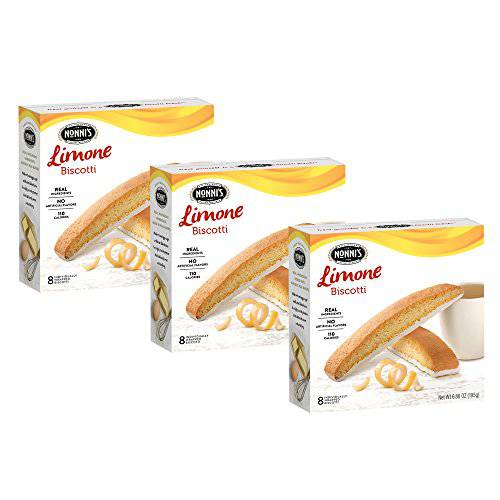 Nonni’s Limone Biscotti Italian Cookies - 3 Boxes Lemon Cookies - Biscotti Individually Wrapped Cookies - Lemon Italian Biscotti Cookies w/ White Icing - All Natural Ingredients - Kosher - 6.88 oz