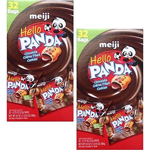 Meiji Hello Panda Chocolate Creme Filled Cookies, 32 Count (Pack of 2)