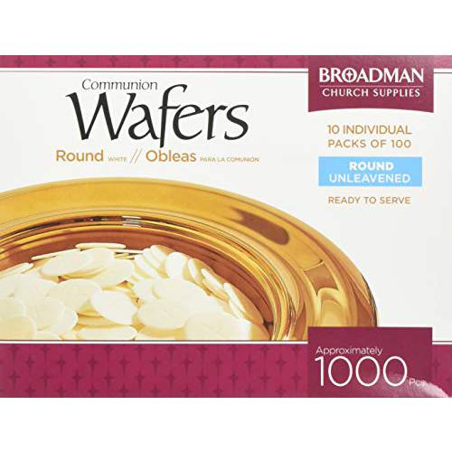 Broadman Church CommWhite Wafers - Cross Design (1 - 1/8) - Box of 1000 (10 Individual Packs of 100 Lord’s Supper Wafers)