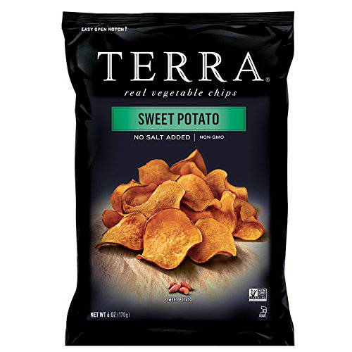 Terra Vegetable Chips, Sweet Potato, No Salt Added, 6 oz. (Pack of 12)
