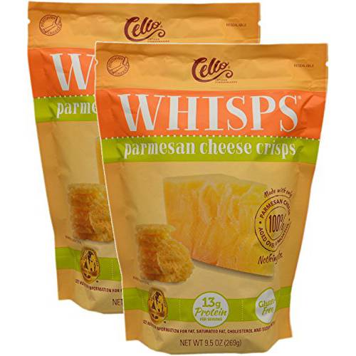 Whisps Cheese Crisps - Parmesan Cheese Snacks, Keto Snacks, 13g of Protein Per Serving, Low Carb, Gluten & Sugar Free, Great Tasting Healthy Snack, Parmesan Chips, All Natural Cheese Crisps - Parmesan, 9.5 Oz (Pack of 2)