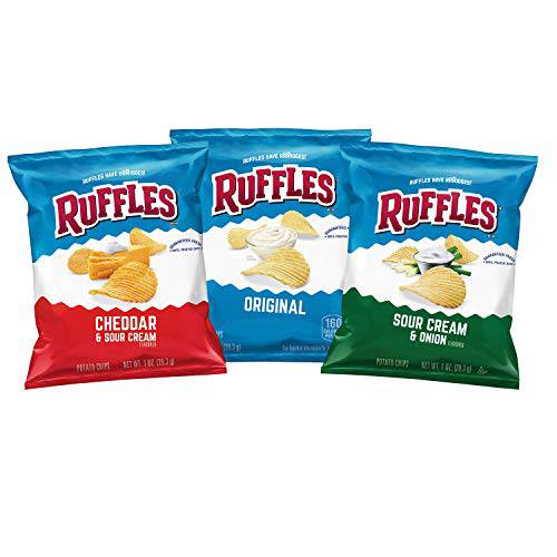 Ruffles Potato Chips Variety Pack, 1 Ounce (Pack of 40)