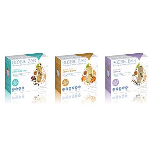 Boobie Bar Superfood Lactation Bars, Lactation Snacks for Breastfeeding to Increase Milk Supply, Fenugreek-Free, Gluten-Free, Dairy-Free, Vegan - Variety Pack (1.7 Ounce Bars, 18 Count)