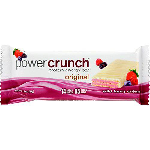 Power Crunch Whey Protein Bars, High Protein Snacks with Delicious Taste, Wild Berry Cream, 1.4 Ounce (12 Count)