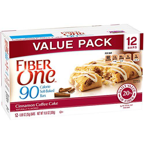 Fiber One 70 Calorie Soft-Baked Bars, Cinnamon Coffee Cake, 12 ct (Pack of 4)