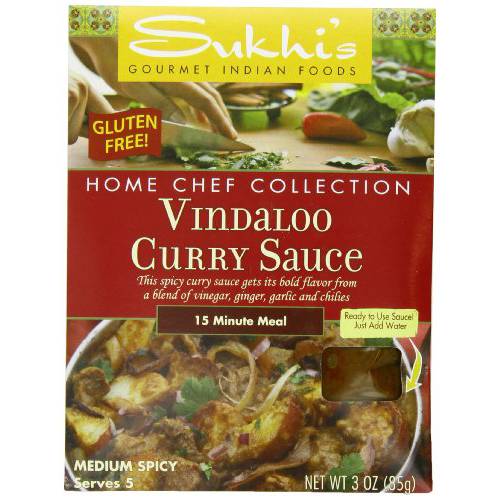 Sukhi’s Gluten-Free Indian Sauce, Vindaloo Curry, 3 Ounce (Pack of 6) (packaging may vary)