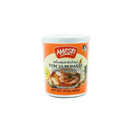 Maesri Tom Yum Paste - Authentic Thai Soup Base - Hot & Sour, 14 Ounce