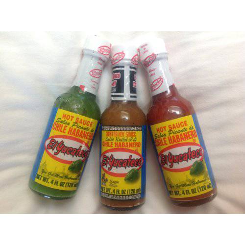 El Yucateco Ð Habanero Hot Sauces All three (3) Sampler, 4 FL.OZ. / 120 ml) each