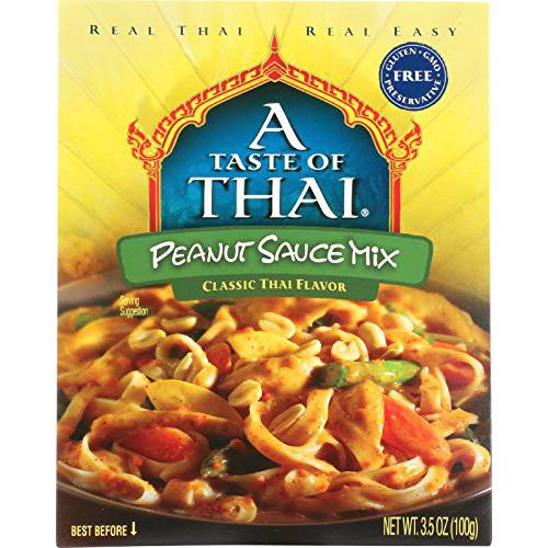 A Taste of Thai Peanut Sauce Mix - 3.5oz Pack of 6 Pack Ready-to-Use Sauce Flavored with Classic Thai Spices | Use for Noodles Soups Stews Dips Salad Dressing & More | Non-GMO | Gluten-free