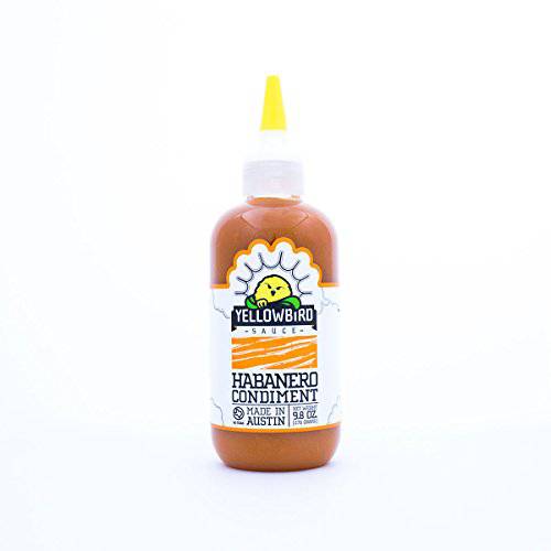 Habanero Hot Sauce by Yellowbird - Habanero Hot Sauce with Habanero Peppers, Garlic, Carrots, and Tangerine - Plant-Based, Gluten Free, Non-GMO Hot Pepper Sauce - Homegrown in Austin - 9.8 oz