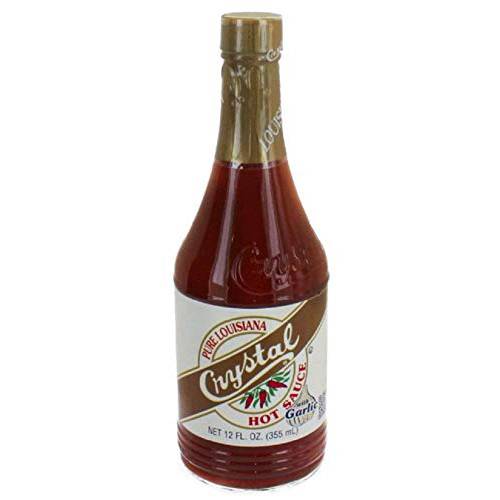 Crystal Louisiana’s Pure Hot Sauce with Garlic, 12 Ounce, Aged Cayenne Peppers, Medium Heat, Flavor Gumbo to Bloody Mary’s